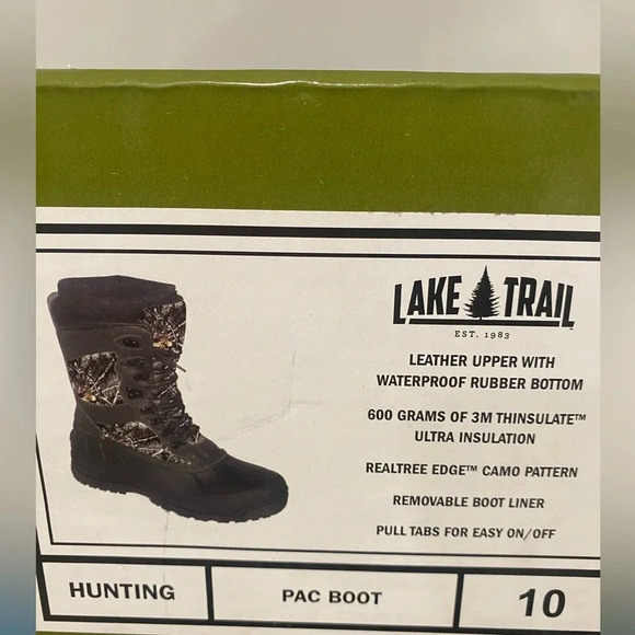 Lake N Trail Men's 3M Thinsulate Ultra Insulated Camo Boots Size 10 - Picture 8 of 9